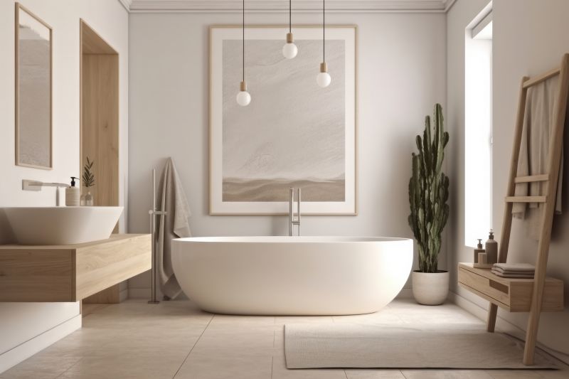 Freestanding Tub with Modern Fixtures